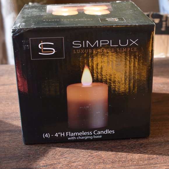Simplux Other - Simplux 4 x 2 in. Plastic Rechargeable Candle - White Set of (4)